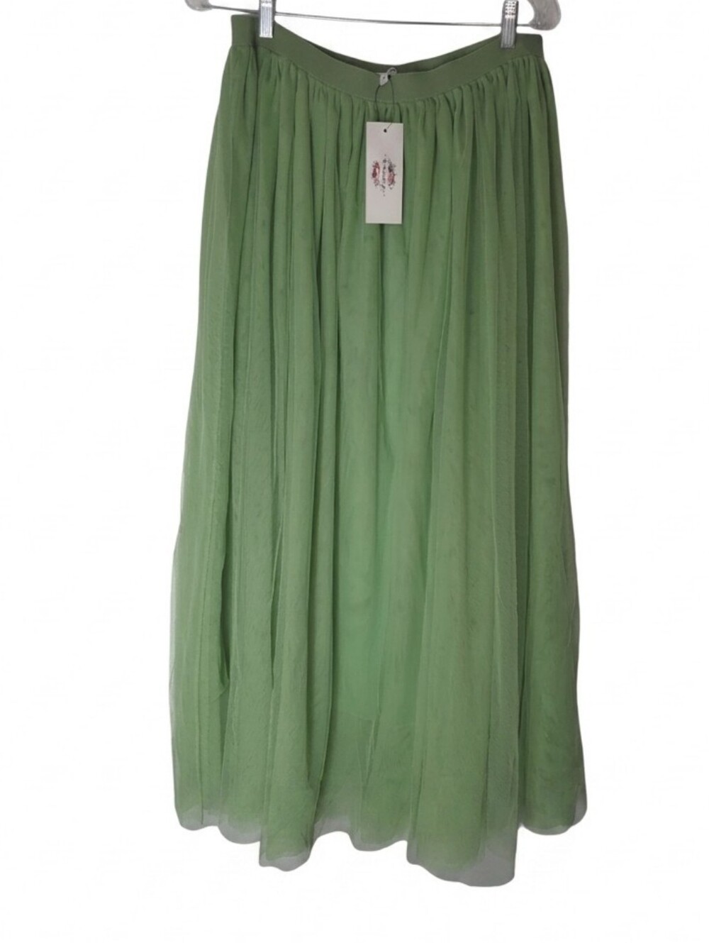 NWT The House Of Flynn Light Green Tulle Maxi Skirt with Elastic Waist